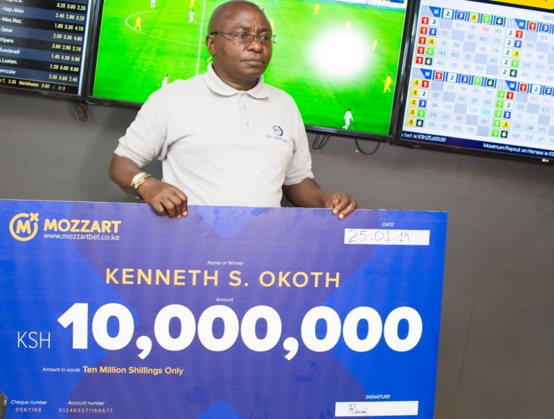 Image result for Kenneth Okoth, a tour operator, was the first winner of the Sh10 million Mozzart Bet Daily Jackpot.