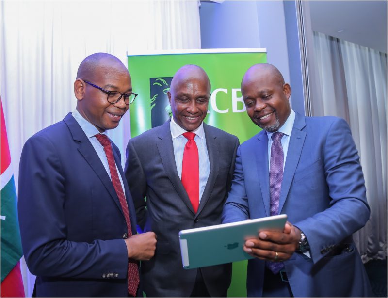 KCB Group CEO and MD Joshua Oigara KCB Chairman Andrew Kairu and KCB CFO Lawrence Kimathi during the 2018 FY Results Announcement. www.businesstoday.co.ke