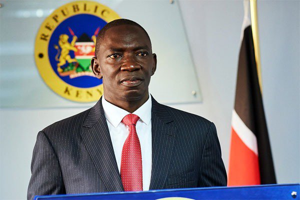 Government Spokesman Col (Rtd) Cyrus Oguna addressing a past media briefing.