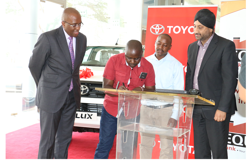 Image result for Equity Bank Kenya and Toyota Kenya Ltd have signed a partnership agreement that will see customers get up to 95% financing payable within 60 months on the single cab Hilux pickups.