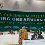 President Uhuru Kenyatta signs the African Continental Free Trade Area (AfCFTA) in Kigali, Rwanda on March 21, 2018.