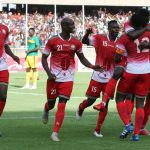 Harambee Stars players celebrate Victor Wanyama's goal against Ethiopia at the Moi International Sports Centre Kasarani. Stars have been given an 'easy' group at the World Cup qualifiers draw. www.businesstoday.co.ke