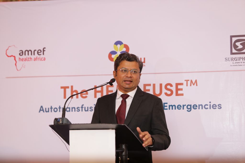 Sajju Jain, Chief Operating Officer of Sisu Global Health makes his speech during the launch of Hemafuse in Kenya. www.businesstoday.co.ke