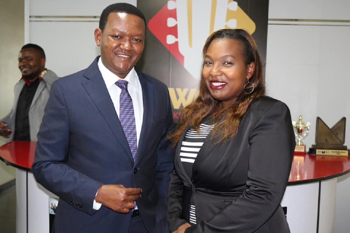 Qwetu Media Services Director Victoria Anampiu with Machakos Governor Alfred Mutua when he visited Qwetu Radio studios for a talk show. She has sold a 70% stake to Trace, which is set to rebrand the Rhumba station. www.businesstoday.co.ke