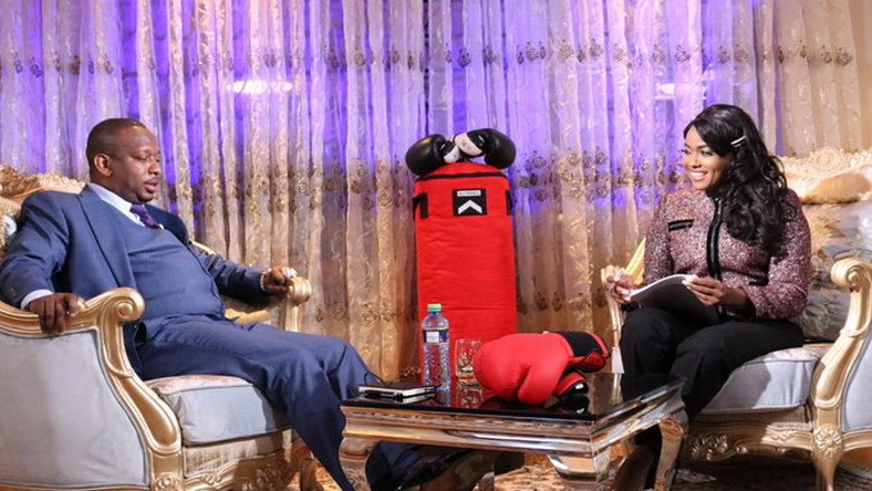 Anne Kiguta during a past Punchline interview with Nairobi Governor Mike Sonko.