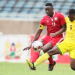 Harambee Stars’ Victor Wanyama (left) tussles for the ball with Manuel Kambala of Mozambique during Sunday's International friendly. Harambee Stars lost the match 1-0. www.businesstoday.co.ke