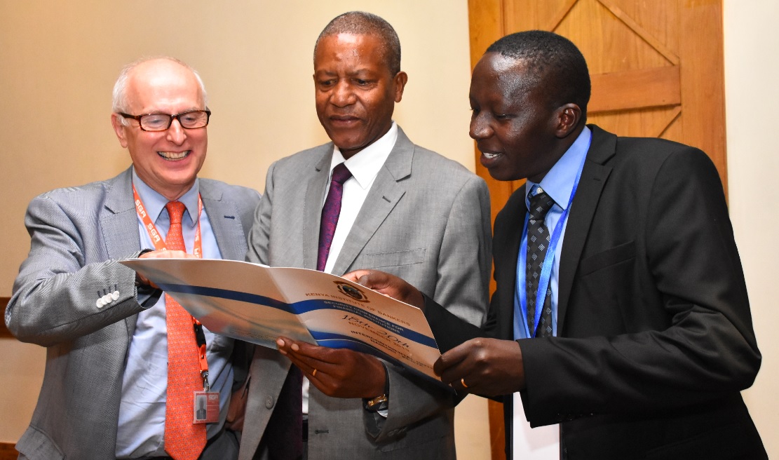 SGA Security CEO & Chairman Julius Delahaije,Kenya Police Director of Operations Henry Barmau&Kenya Bankers Association Security Committee Chair Joel Kiarie after a panel session during the Security Conference. www.businesstoday.co.ke