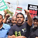 The SGR Protest in Mombasa. The CBK has indicted the government for its stand saying that the multibillion developments are not impacting the common man the way they should. [Photo/Mohammed Ali]