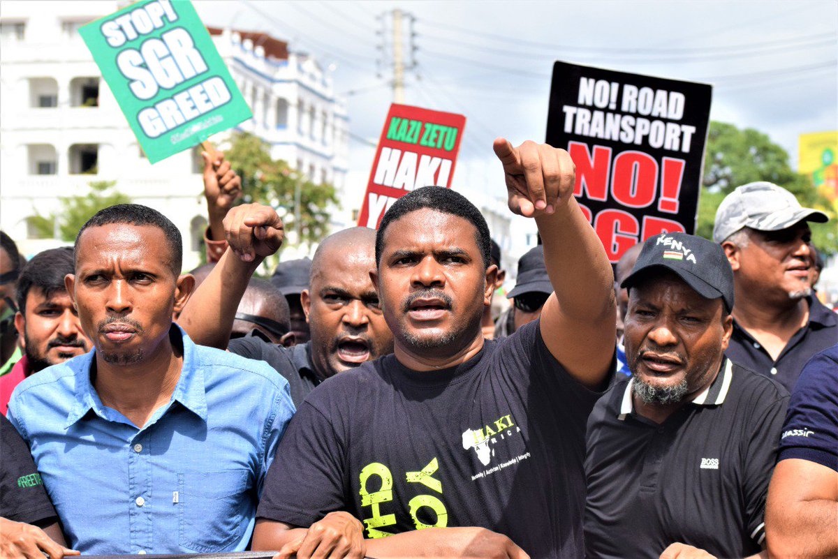 The SGR Protest in Mombasa. The CBK has indicted the government for its stand saying that the multibillion developments are not impacting the common man the way they should. [Photo/Mohammed Ali]