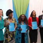 Diana van Maasdijk (Equileap CEO), Rachel Shebesh (Public Service CAS), Andia Chakava (Chairperson New Faces New Voices Kenya), Isis Nyong'o Madison (Media and technology entrepreneur) and Geoffrey Odundo (NSE Chief Executive Officer) during the launch of the Gender Equality Report. www.businesstoday.co.ke