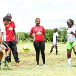 Christine Karimi (second from right) during a recent Dream Football training camp. Photo/ Dream Football