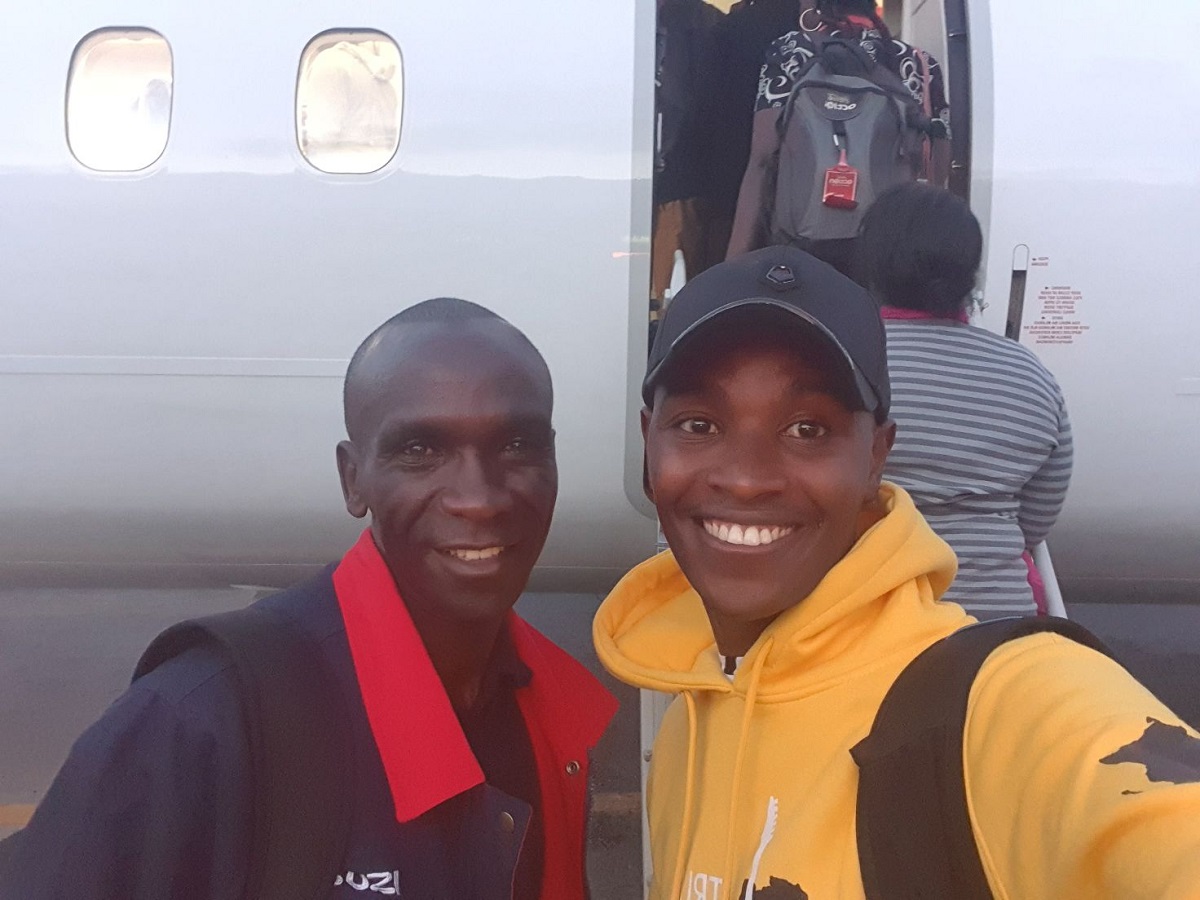 Kikuyu Benga superstar Samidoh with marathoner Eliud Kipchoge. Samidoh’s humble neginnings have not deterred his becoming a success. www.businesstoday.co.ke
