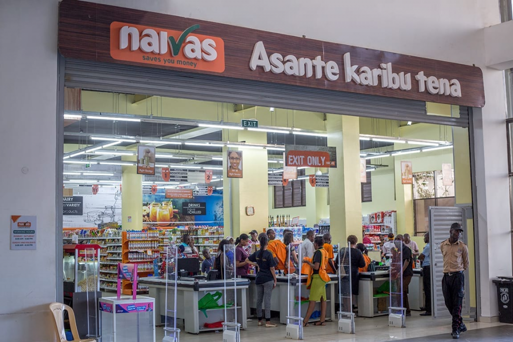 Shoppers at a Naivas Supermarket branch