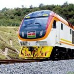 A passenger train pictured on the Standard Gauge Railway