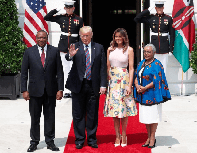 Uhuru Kenyatta, Donald Trump, Melania Trump and Margaret Kenyatta during Uhuru's previous visit to the United State. www.businesstoday.co,ke