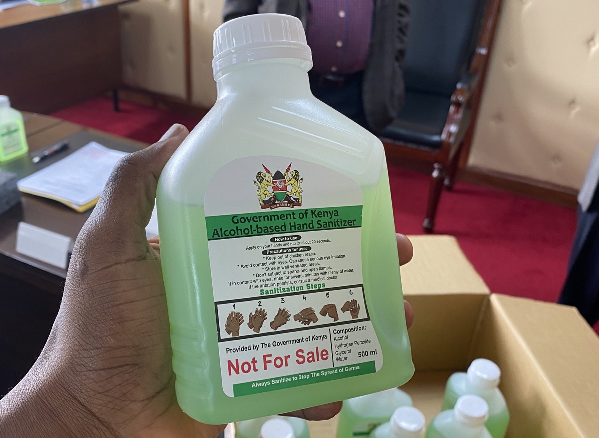 The free GoK hand sanitisers. They are to counter the spread of the covid-19 coronavirus in the country. www.businesstoday.co.ke