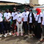 Kenyan born Bollywood actress and chairperson Tosha Organization, Mrs. Nadia Abdi and other artistes at Nairobi's Majengo area. www.businesstoday.co.ke