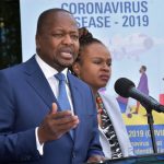 Health Cabinet Secretary Mutahi Kagwe addressing a past press conference
