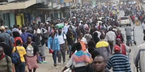 File image of Kenyans walking in Nairobi