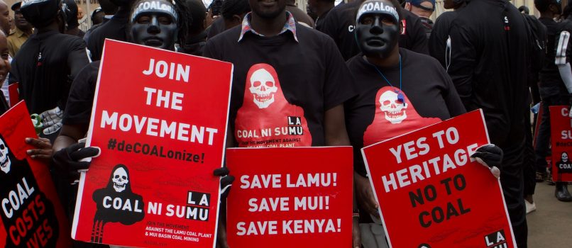 Environmental activists in a past demonstration agains the proposed 1,050 MW coal-fired power plant in Lamu