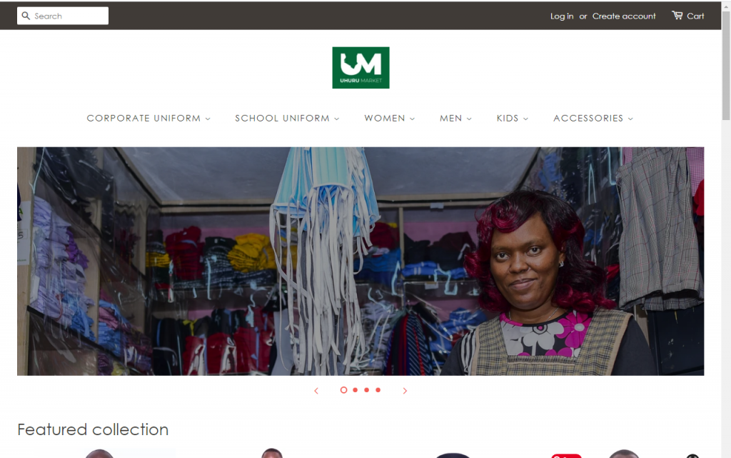 A snapshot of the Uhuru Market e-Commerce website