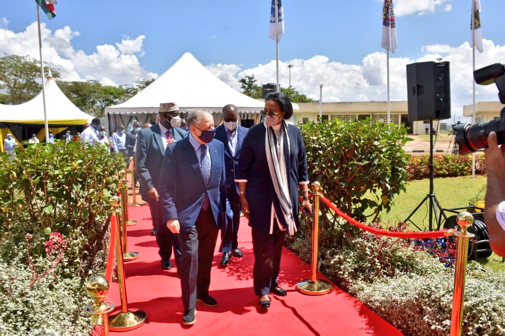 FIA President Jean Todt with Sports Cabinet Secretary Amina Mohammed at the launch of the greening legacy project on November 24, 2020