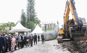 President Uhuru Kenyatta looks on during a groundbreaking ceremony for the G47 Ugatuzi Tower in Nairobi on December 4, 2020.