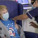 Margaret Keenan receives the Pfizer Covid-19 vaccine at the University Hospital in Coventry on December 8, 2020