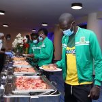 Mathare United players at an event to launch a new shirt sponsorship deal with Triple5 Bet on December 1, 2020