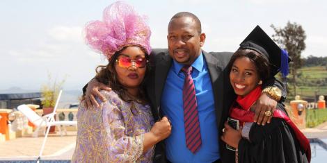 (L-R) Primrose Mbuvi, Nairobi Governor Mike Sonko and Saumu Sonko pictured during a past celebration. A 2018 trip to New York by Primrose and Saumu is being cited as evidence in impeachment proceedings against the Governor.