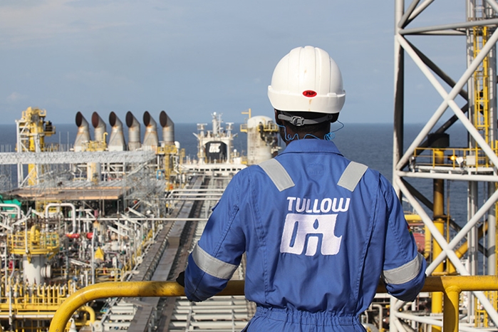 A Tullow Oil worker pictured on a rig.