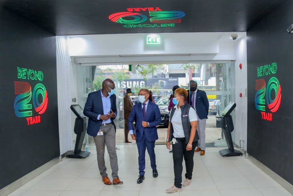 Safaricom CEO Peter Ndegwa entering the telco's Moi Avenue store on December 9, 2020.