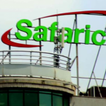 The Safaricom logo displayed at the company's headquarters in Nairobi. The telco is facing a backlash from customers over newly introduced terms and conditions for its home fibre service.