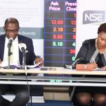 NSE Chief Executive Officer Geoffrey Odundo (left) and NRSA CO Zuhura Ogada sign an MoU that will see the bourse join the 30% Club