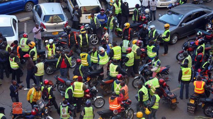 Boda boda riders pictured in Nairobi