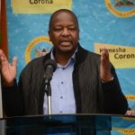 Health Cabinet Secretary Mutahi Kagwe delivering a past briefing. He has argued that well thought out social protection programmes will act as safeguards for the economically vulnerable during the pandemic.