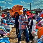 Second hand clothes traders at a market in Nairobi