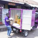 Goods are offloaded from a Sokowatch electric tuk tuk at a shop in Uganda. The firm has prioritized innovation in a shifting business and technology landscape.