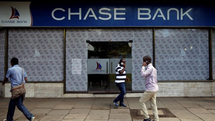 CHASE A Chase Bank branch in Kenya. CBK has tasked the Kenya Deposit Insurance Corporation (KDIC) with liquidation of the lender which has been under receivership since 2016.