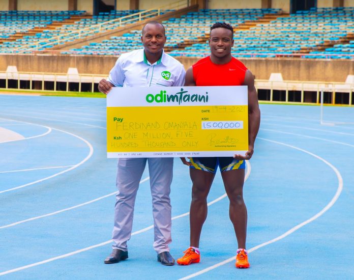 WhatsApp Image 2021-04-21 at 11.58.35 (1) Speaking to journalists, Odibets Country marketing manager Aggrey Sayi said that the betting firm decided to support Omanyala because his hardwork and talent could be clearly seen from his recent performance.