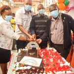 A cake is cut to celebrate the opening of Naivas' 71st store. The store in Nakuru represents a dream come true for the supermarket chain which started with a small store in Rongai, on the outskirts of Nakuru.