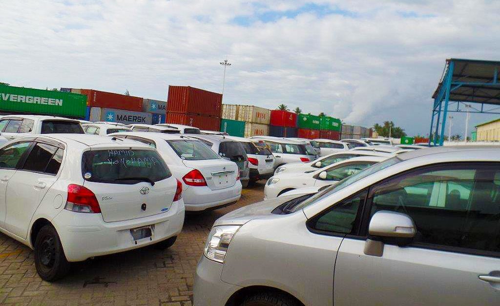 Cars at the Port of Mombasa. Global supply chains have been severely impacted by the pandemic, with international shipping container rates soaring alongside port congestion.