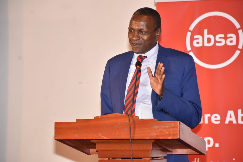 Eng. Stanley Kamau, Director Public Investments and Portfolio Management, National Treasury representing the Cabinet Secretary for National Treasury at an Absa event in 2019. He cited national security considerations for the government not selling its stake in firms such as Safaricom.