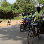 Fredrick Ochieng cycles on Covid-19 campaign