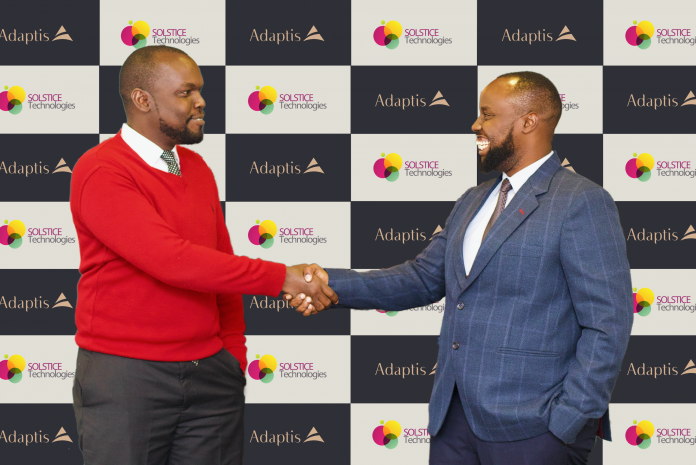 Left Solstice CEO Michael Bullut and on the Right is Kenneth Mantu- Adaptis Group CEO Solstice Technologies CEO Michael Bullut and Adaptis Group CEO Kenneth Mantu. Adaptis Group acquired Solstice in a bid to respond to SME's evolving needs.