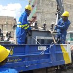 Kenya Power technicians at work. New draft regulations seek to compel the distributor to compensate consumers for losses incurred due to power outages.