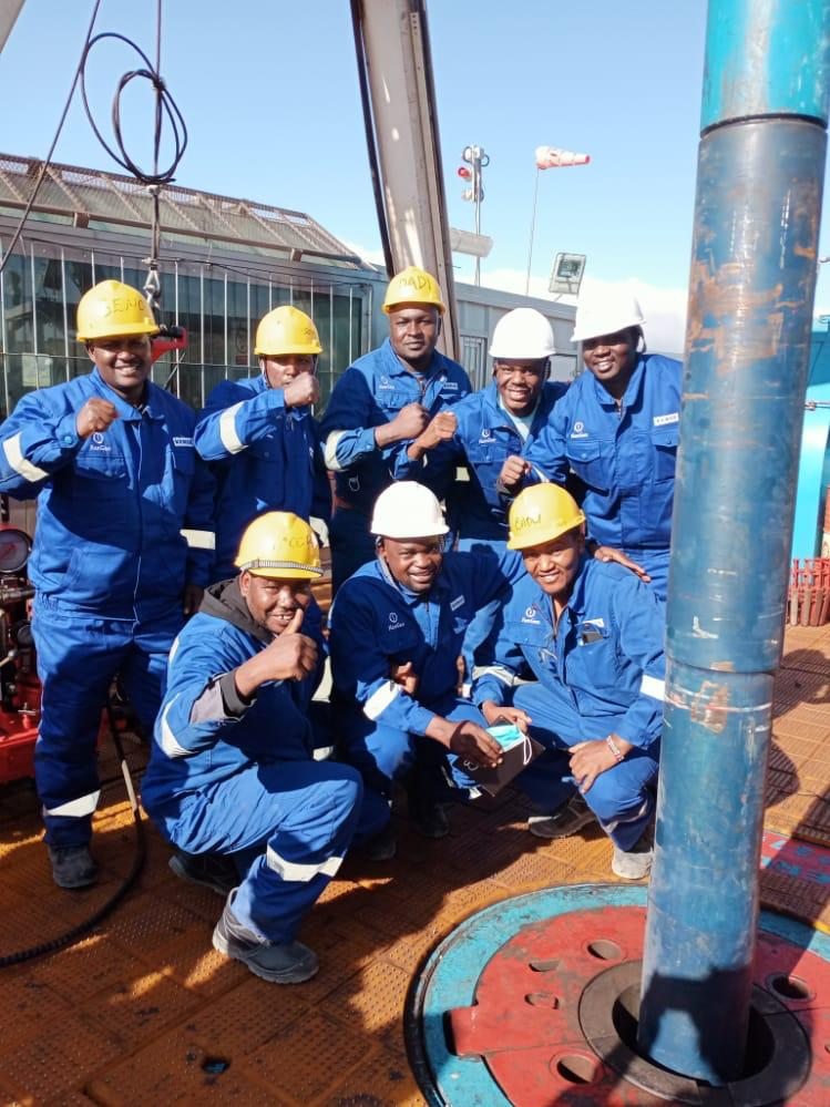 KenGen engineers pose for a photo as the company began drilling works on geothermal wells in Ethiopia. 