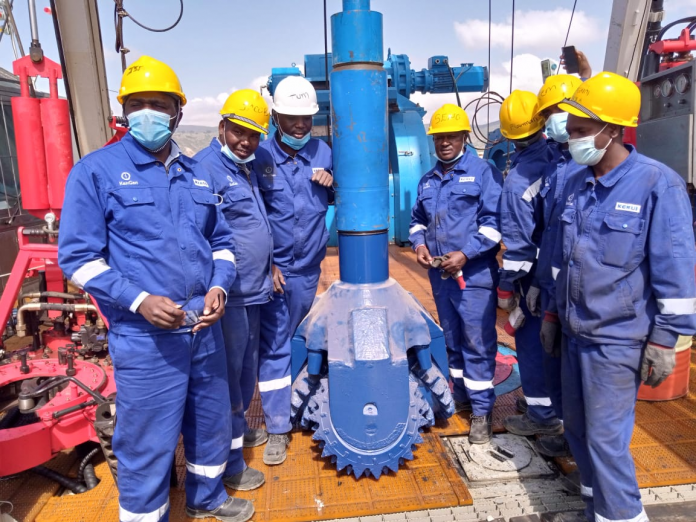 KenGen Drilling Image Two KenGen team of engineers drilling the first geothermal well for Ethiopia Electric Power (EEP) company, setting in motion Phase II of Ksh.7.6 billion contract.