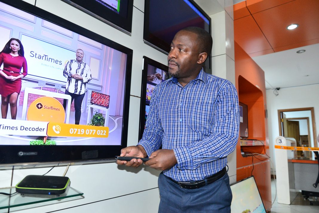 StarTimes Regional Marketing Director Aldrine Nsubuga during the unveil. The broadcaster offers a choice of three affordable platforms to enjoy local and international channels including the terrestrial (aerial), satellite and online streaming App, StarTimes ON.