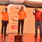 (From Left to Right) Absa's Chief Strategy Officer Moses Muthui, Managing Director Jeremy Awori and Head of Digital Andrew Mwithiga during the official launch of Abby, Absa's WhatsApp digital assistant.